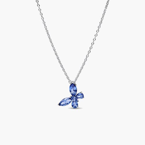 Dây chuyền Pandora 394232C01 Butterfly bạc sterling đính đá xanh