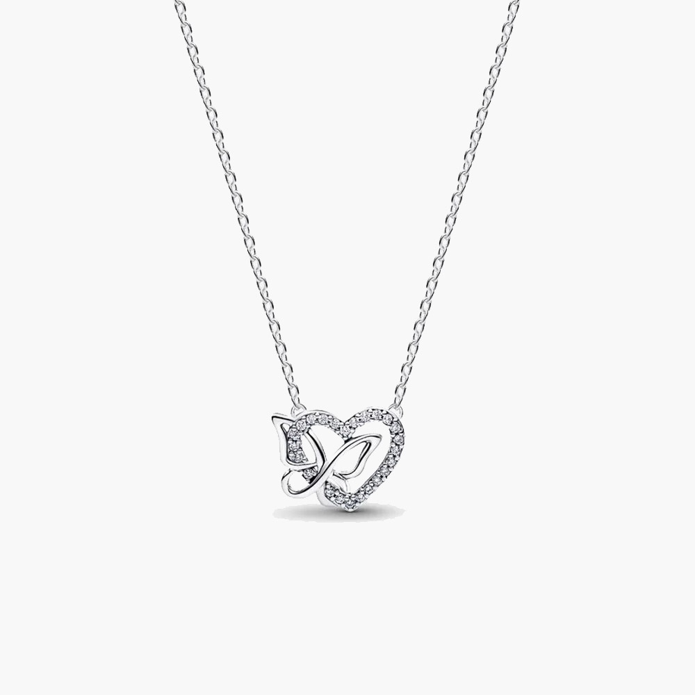 Dây chuyền Pandora 394477C01 Entwined Heart & Butterfly bạc sterling