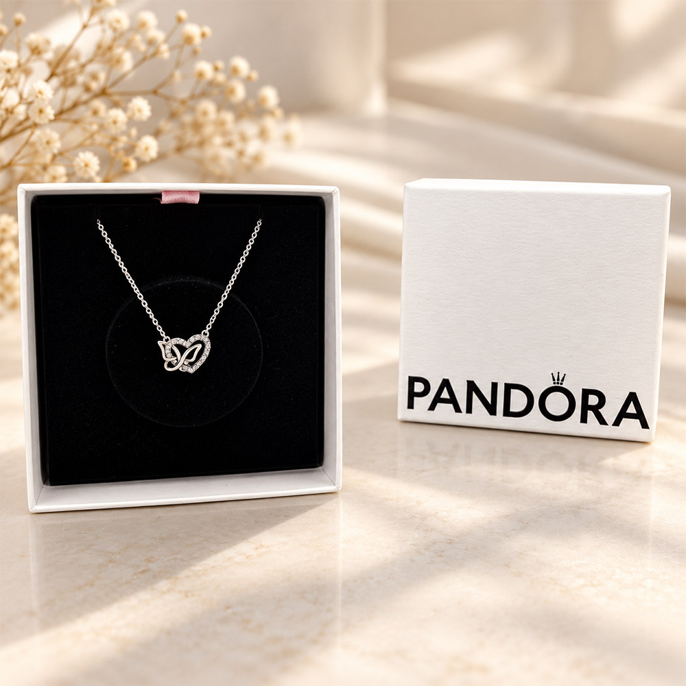 Dây chuyền Pandora 394477C01 Entwined Heart & Butterfly fullbox