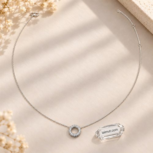 Ảnh thực tế dây chuyền Pandora Logo Pavé Circle 397436CZ tại Laimut