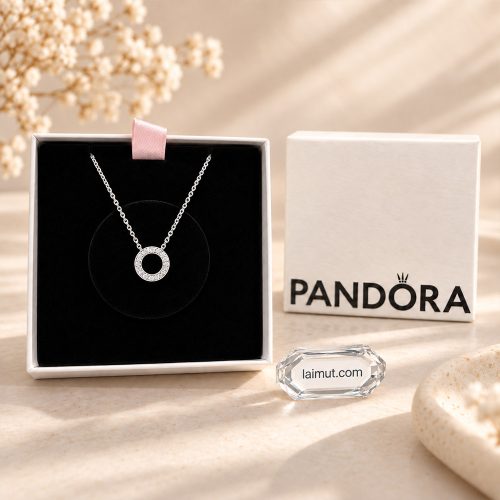 Dây chuyền Pandora Logo Pavé Circle 397436CZ fullbox