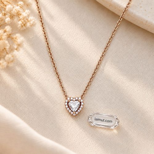 Cận cảnh dây chuyền Pandora Sparkling Heart Collier 388425C01