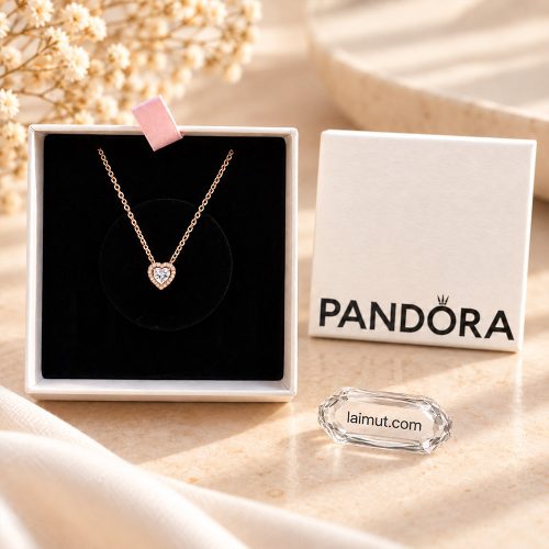 Dây chuyền Pandora Sparkling Heart Collier 388425C01 fullbox