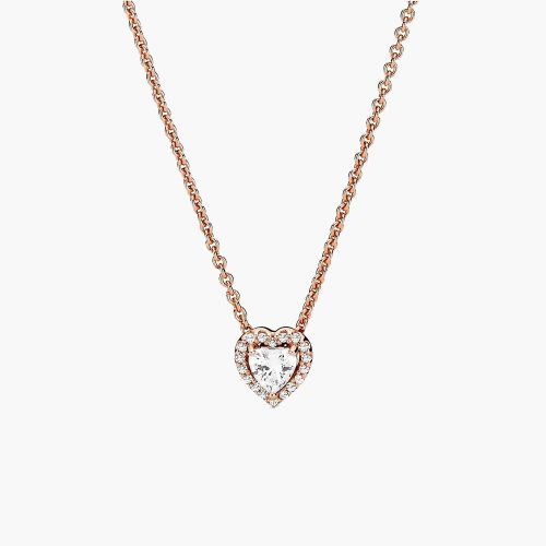 Dây chuyền Pandora Sparkling Heart Collier 388425C01 mạ vàng hồng 14K