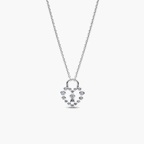 Dây chuyền Pandora Sparkling Heart Padlock 394416C01 bạc sterling