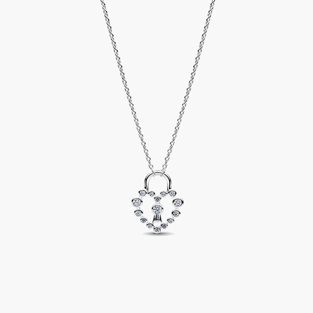 Dây chuyền Pandora Sparkling Heart Padlock 394416C01 bạc sterling
