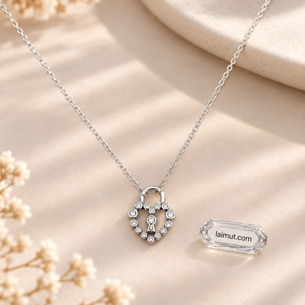 Cận cảnh Pandora Sparkling Heart Padlock 394416C01 đính Cubic Zirconia
