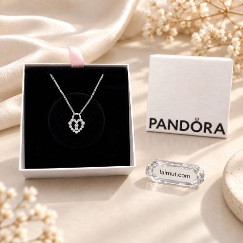 Dây chuyền Pandora Sparkling Heart Padlock 394416C01 fullbox