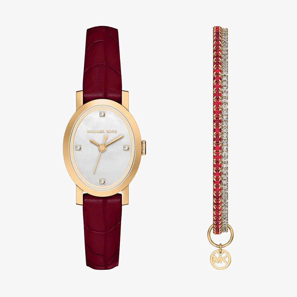 Đồng hồ Michael Kors Maude Red MK7570SET 21mm dây da đỏ