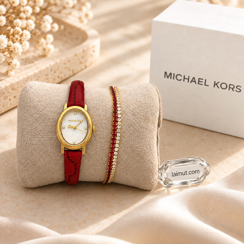 Ảnh thực tế đồng hồ Michael Kors Maude Red MK7570SET 21mm tại Laimut