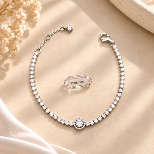 Mặt sau và khóa lắc tay Pandora Sparkling Halo Tennis 599416C01