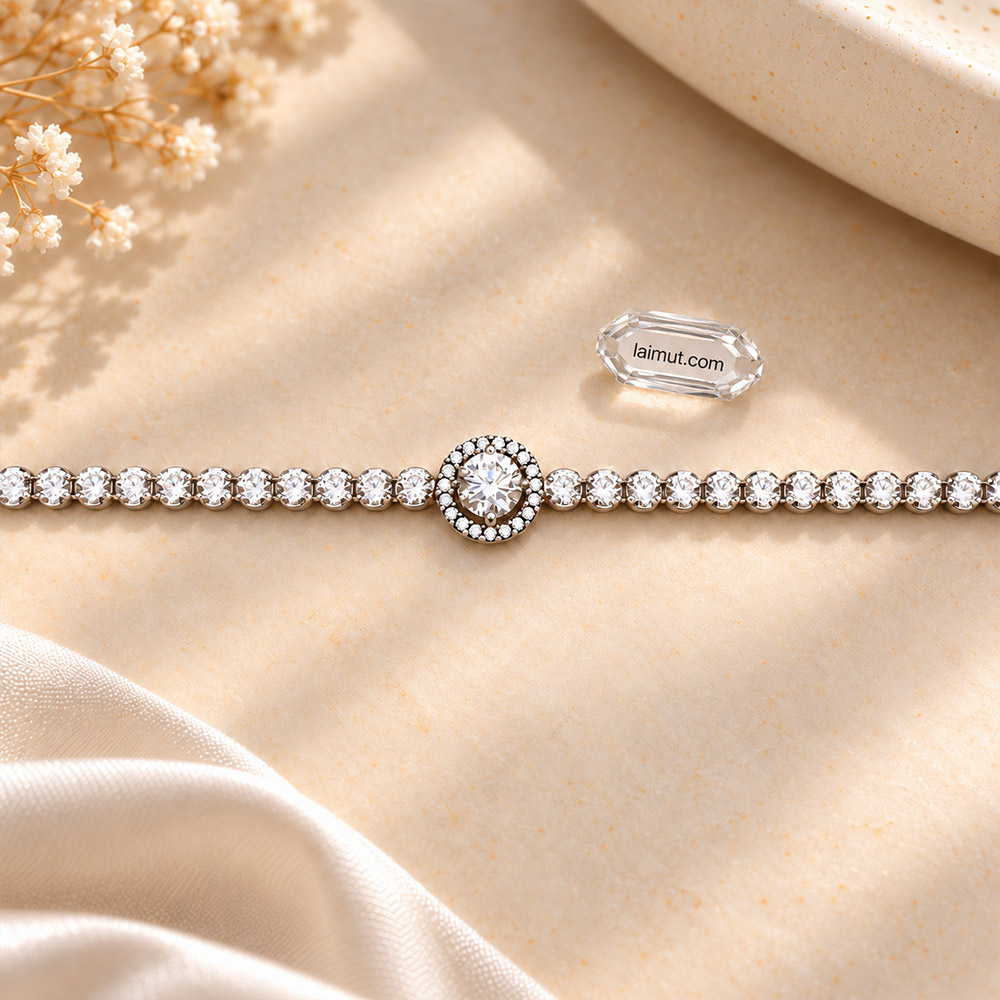 Cận cảnh lắc tay Pandora Sparkling Halo Tennis 599416C01