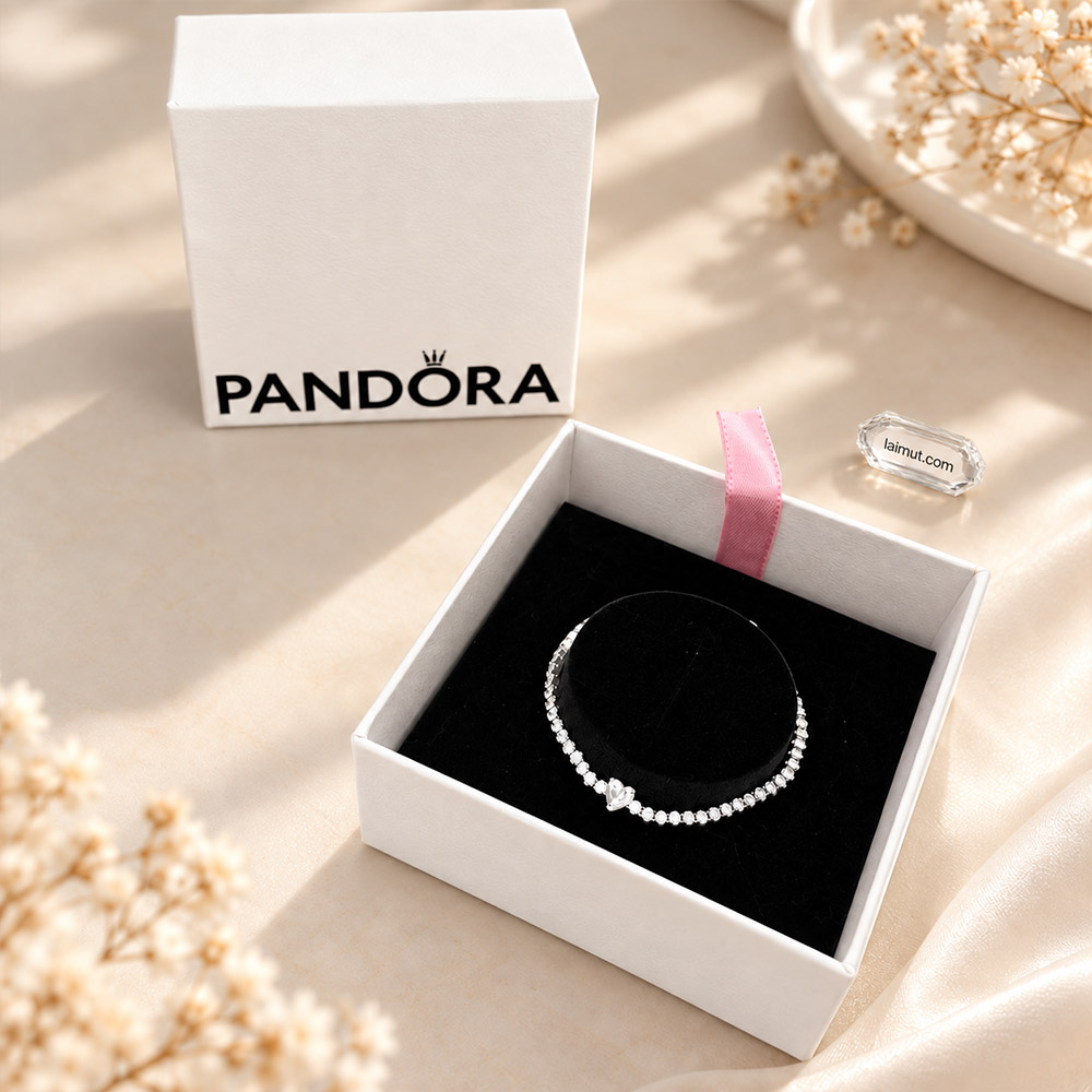 Lắc tay Pandora Sparkling Heart Tennis 590041C01 fullbox
