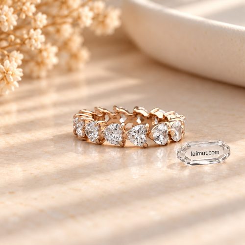 Cận cảnh nhẫn Pandora Band of Clear Hearts 183103C01