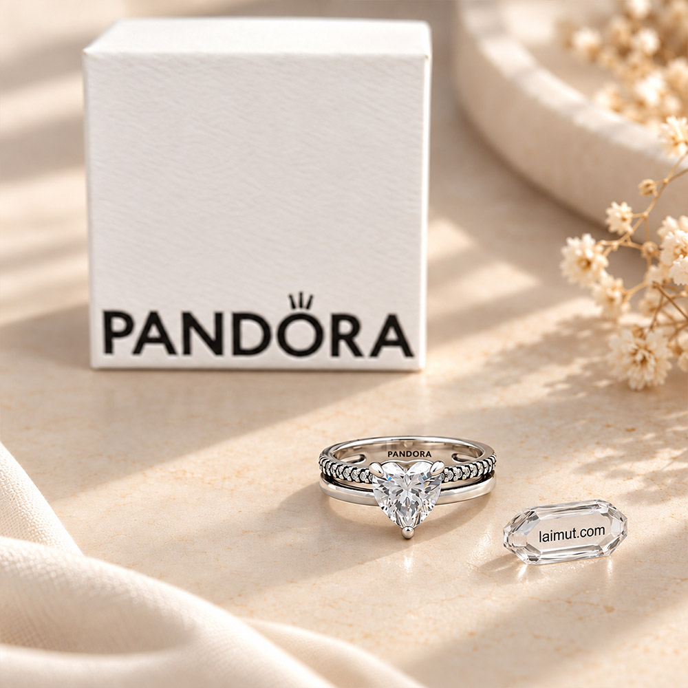 Ảnh thực tế nhẫn Pandora Double Band Heart 193100C01 tại Laimut