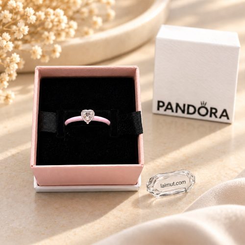 Nhẫn Pandora Pink Chakra Heart 193088C02 fullbox