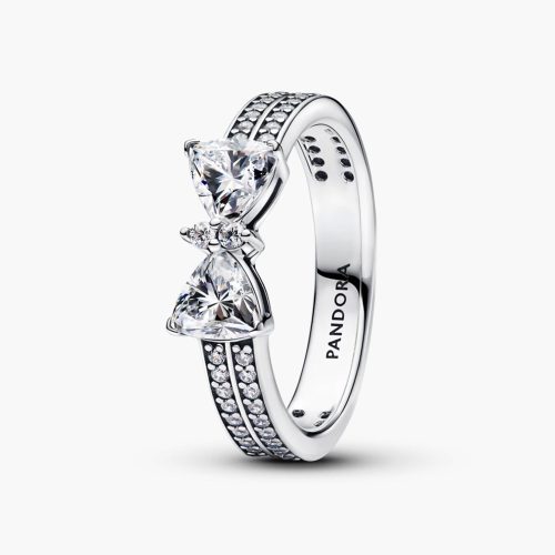 Nhẫn Pandora Sparkling Bow Double-row 193552C01 bạc sterling đính Cubic Zirconia