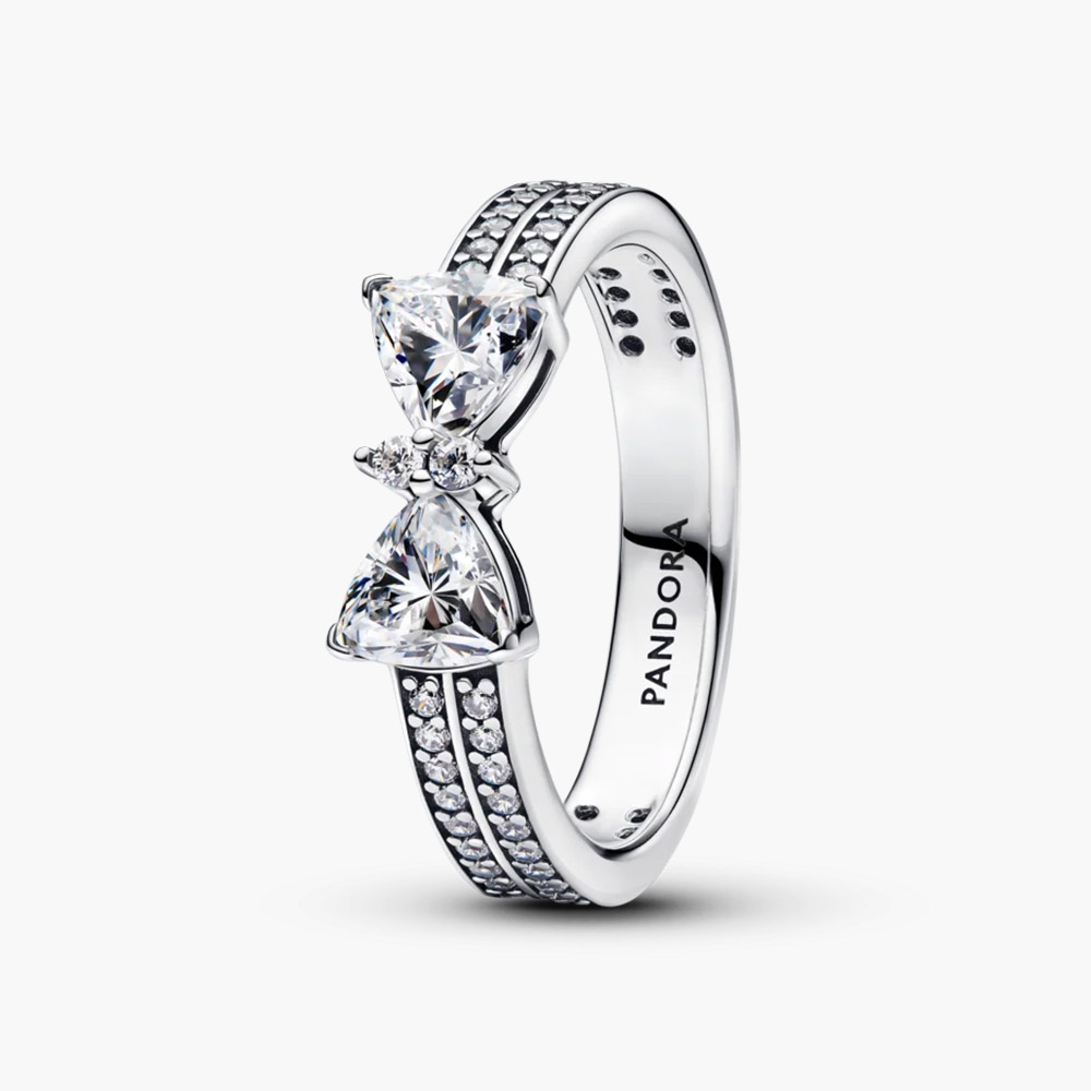 Nhẫn Pandora Sparkling Bow Double-row 193552C01 bạc sterling đính Cubic Zirconia