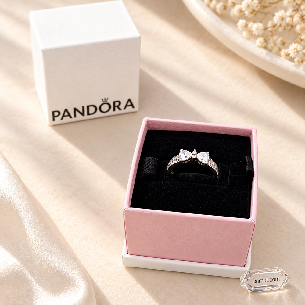 Nhẫn Pandora Sparkling Bow Double-row 193552C01 fullbox