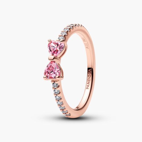 Nhẫn Pandora Sparkling Bow 183510C01 mạ vàng hồng 14K đính Cubic Zirconia