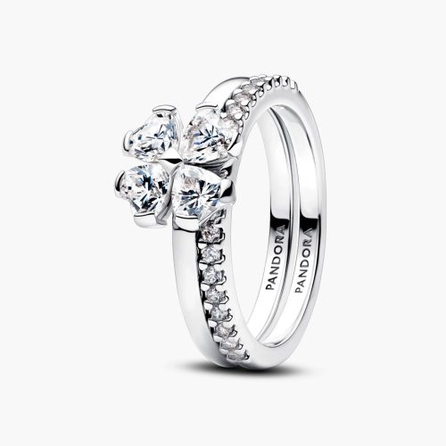 Nhẫn Pandora Sparkling Lucky Clover Splittable 194507C01 bạc sterling đính Cubic Zirconia