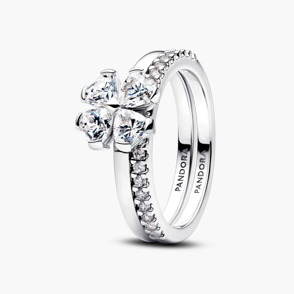 Nhẫn Pandora Sparkling Lucky Clover Splittable 194507C01 bạc sterling đính Cubic Zirconia