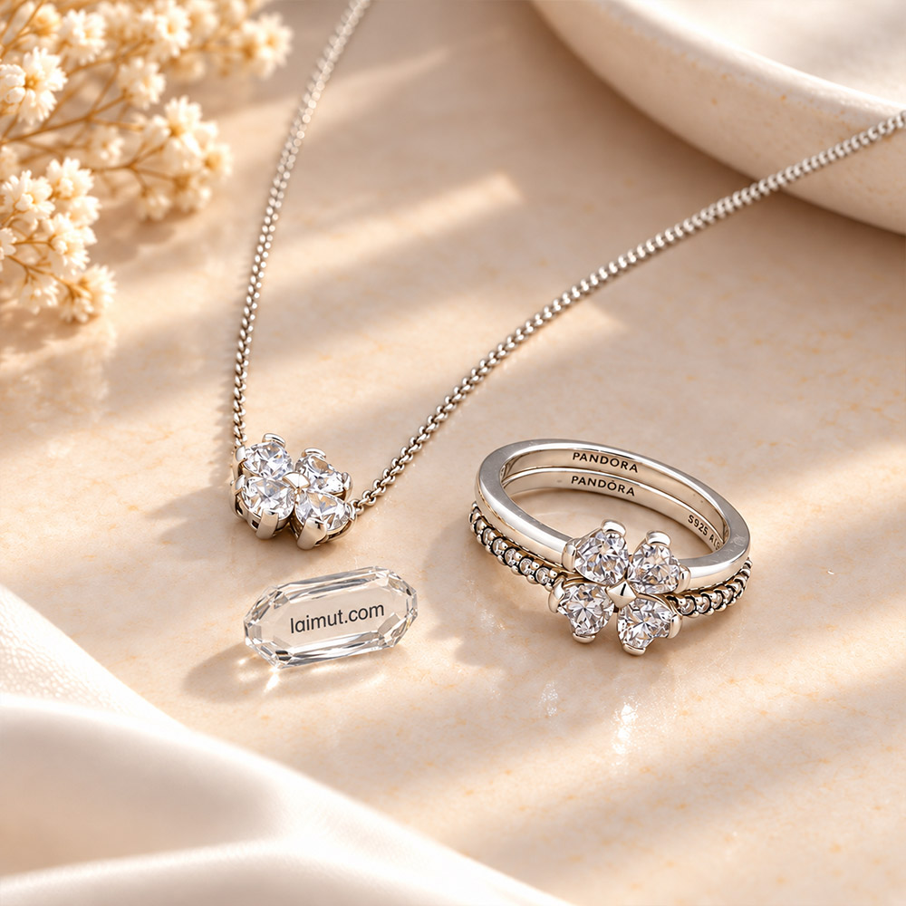 Mặt sau nhẫn Pandora Sparkling Lucky Clover Splittable 194507C01