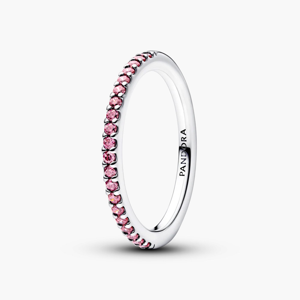 Nhẫn Pandora Sparkling Pink Band 192999C02 bạc sterling đính Cubic Zirconia hồng