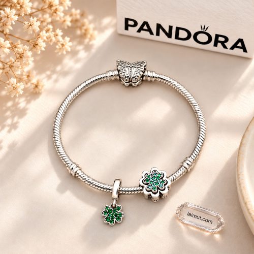 Ảnh thực tế vòng Pandora mix charm Double Fortune tại Laimut
