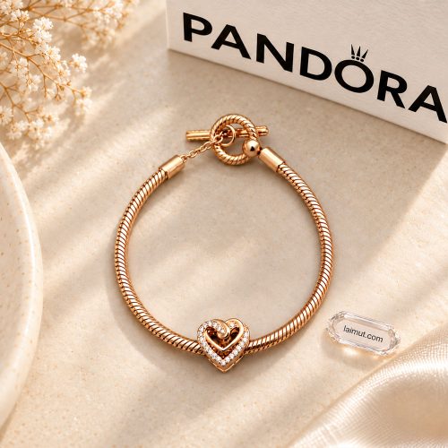 Ảnh thực tế vòng charm Pandora Moments T-Bar Snake Chain 589087C00 tại Laimut