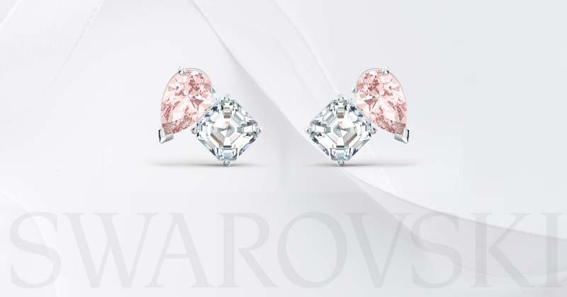 Attract Soul stud earrings Pink, Rhodium plated 5517118 – Crystal