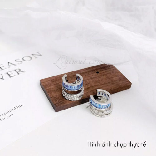 Bông Tai Swarovski Chính Hãng Blue Connexus Hoop Earrings 5690030