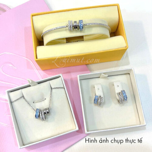 Bông Tai Swarovski Chính Hãng Blue Connexus Hoop Earrings 5690030