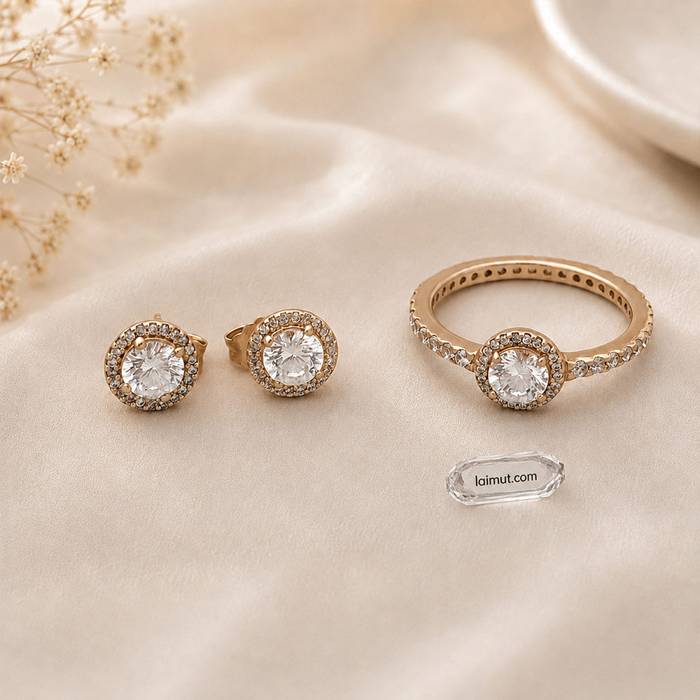Bông tai Pandora 286272CZ chính hãng | Round Sparkle Halo Stud Earrings | Laimut | Ảnh chụp thực tế