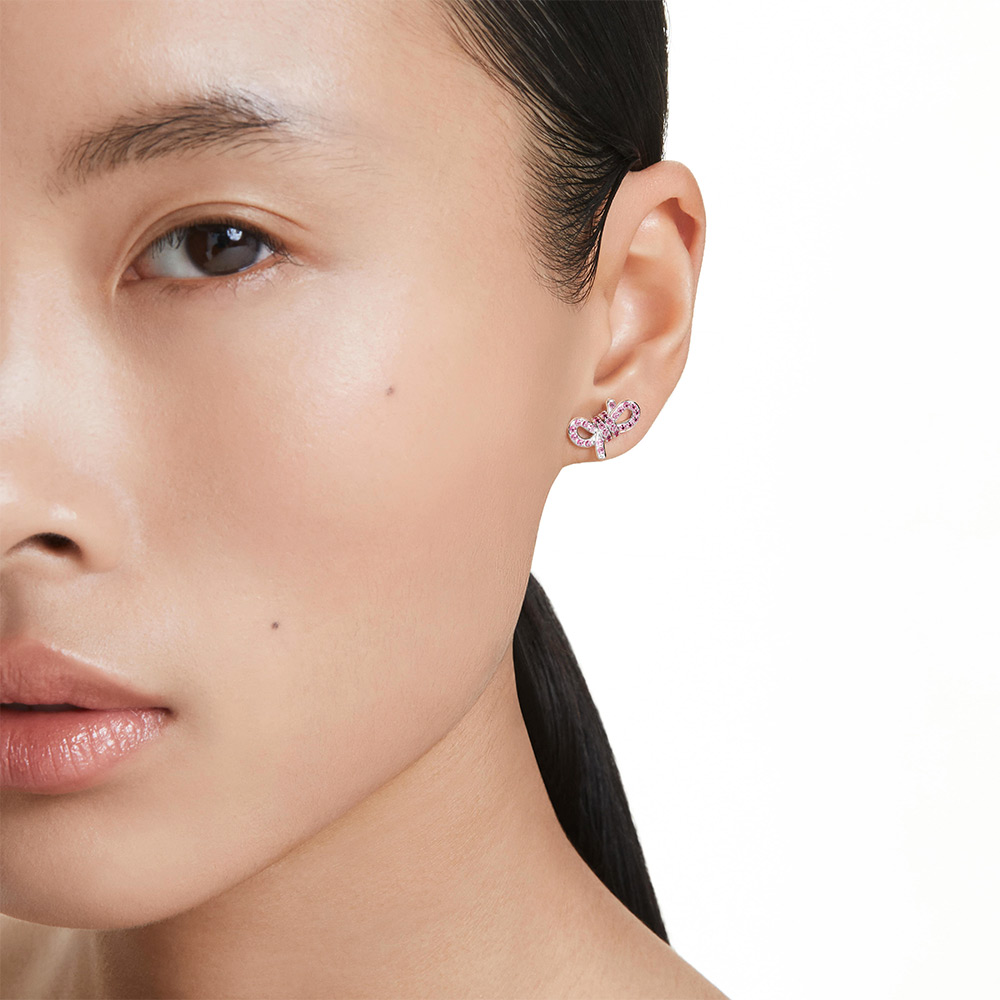 Bông tai Swarovski 5723557 chính hãng | Lifelong Bow stud earrings | Laimut | Ảnh mẫu đeo