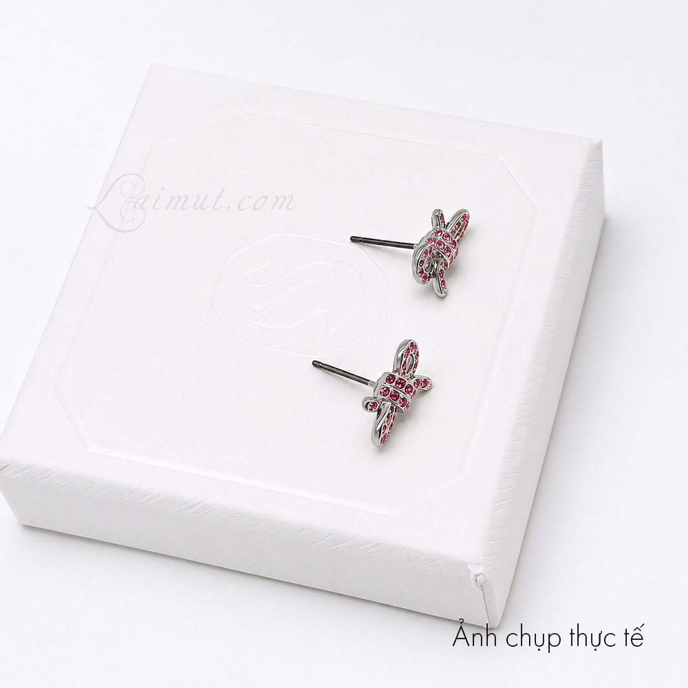Bông tai Swarovski 5723557 chính hãng | Lifelong Bow stud earrings | Laimut | Ảnh chụp thực tế