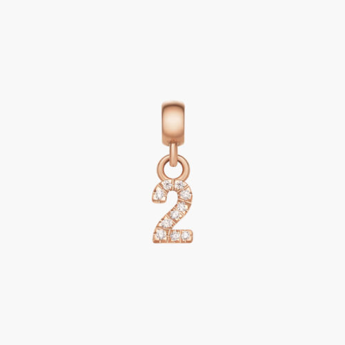 Charm Chữ Số 2 Daniel Wellington DW00400725 Crystal Number Charm, Vàng Hồng
