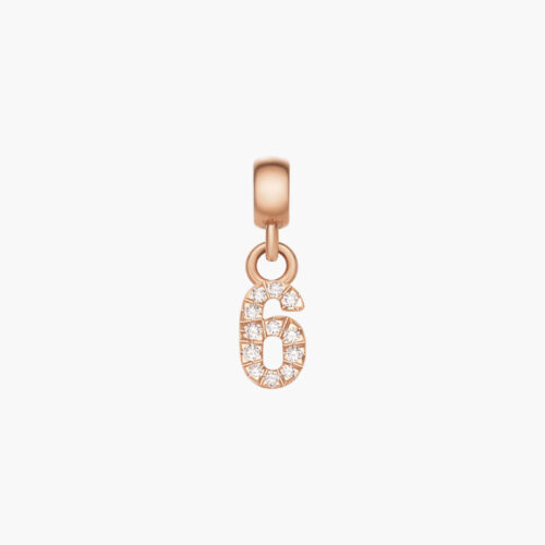 Charm Chữ Số 6 Daniel Wellington DW00400729 Crystal Number Charm, Vàng Hồng