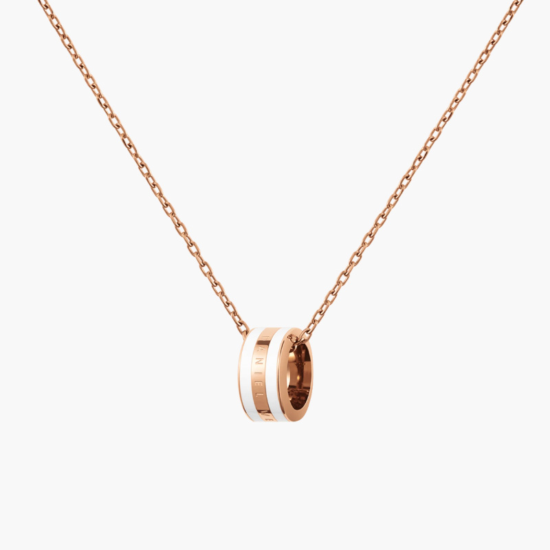 Dây Chuyền Daniel Wellington Chính Hãng Emalie DW00400153 Rose Gold Satin White