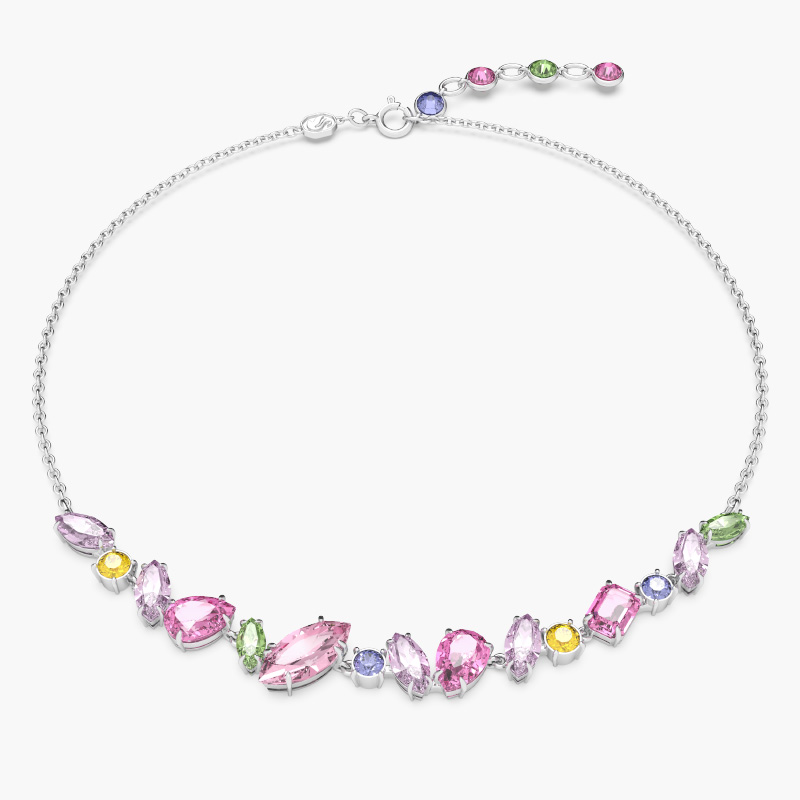 Pink Jewelry Set | Swarovski Halo Necklace with Backdrop | Prom Jewelry