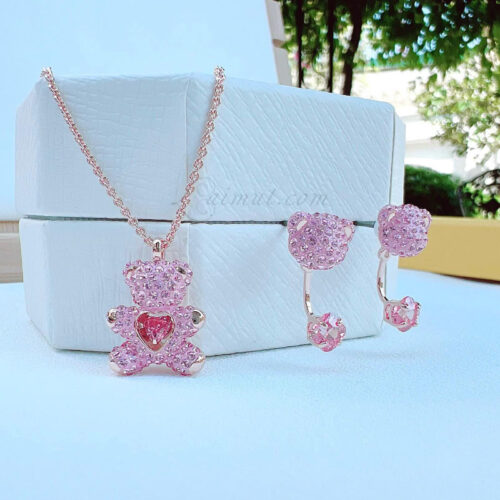 Dây Chuyền Swarovski Gấu Chính Hãng Pink Teddy Pendant 5642976
