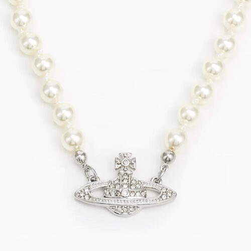 Vòng cổ Vivienne Westwood Chính Hãng Mini Bas Relief Pearl Choker 8050889135067