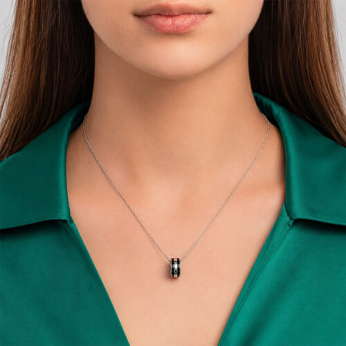 Dây chuyền Daniel Wellington DW00400307 chính hãng | Emalie Necklace Silver Black | Laimut | Ảnh mẫu đeo