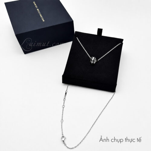 Dây chuyền Daniel Wellington DW00400307 chính hãng | Emalie Necklace Silver Black | Laimut | Ảnh chụp thực tế 04