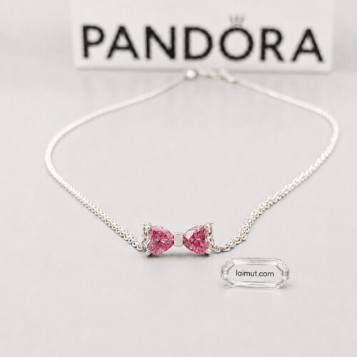 Dây chuyền Pandora 394235C01 chính hãng | Bow Pendant Necklace | Laimut | Ảnh chụp thực tế