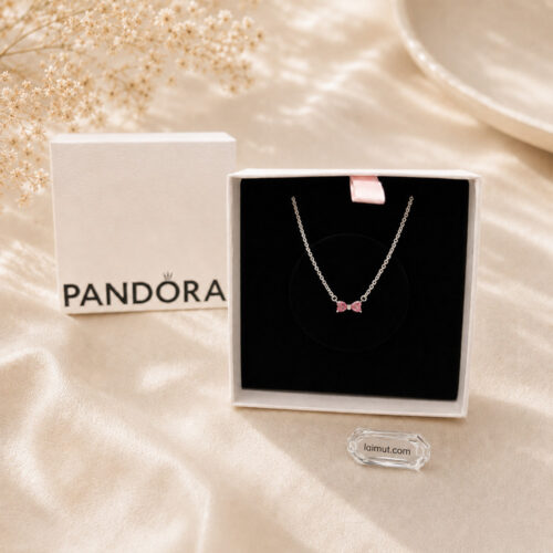 Dây chuyền Pandora 394235C01 chính hãng | Bow Pendant Necklace | Laimut | Ảnh chụp thực tế
