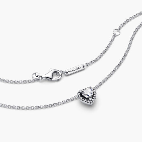 Dây chuyền Pandora 398425C01 chính hãng | Elevated Heart Necklace | Laimut | Ảnh 3D