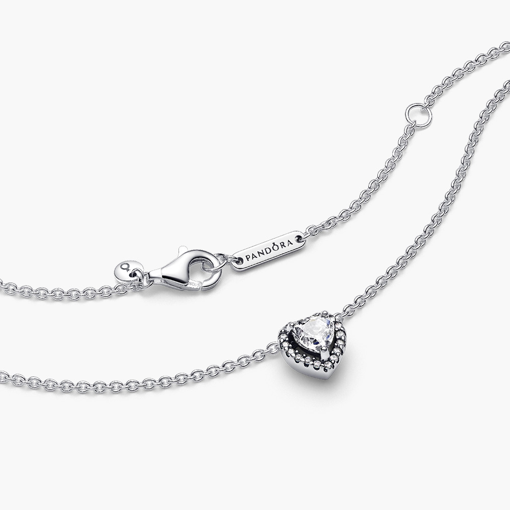 Dây chuyền Pandora 398425C01 chính hãng | Elevated Heart Necklace | Laimut | Ảnh 3D