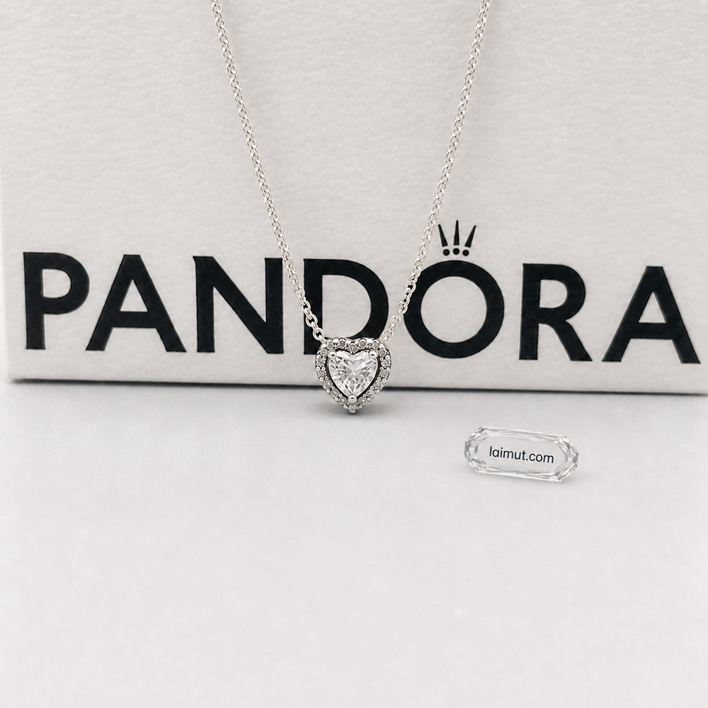 Dây chuyền Pandora 398425C01 chính hãng | Elevated Heart Necklace | Laimut | Ảnh chụp thực tế