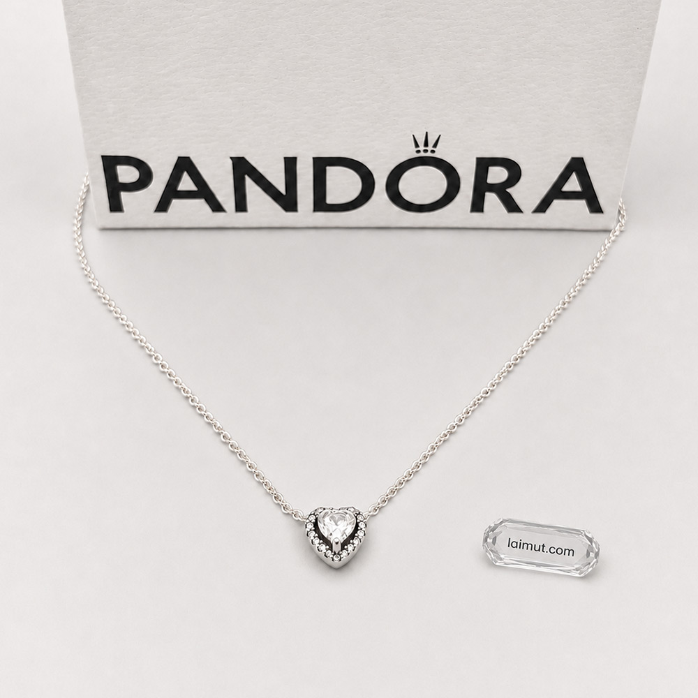 Dây chuyền Pandora 398425C01 chính hãng | Elevated Heart Necklace | Laimut | Ảnh chụp thực tế